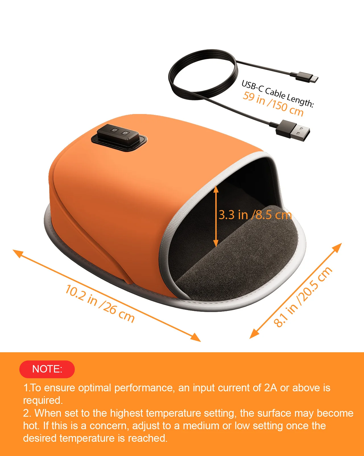 Eary 3 Settings Heated Mouse Pad Hand Warmer 5V/2A USB-C Hand Warming for Office Home Computer Laptop Gifts for Men Women Friend