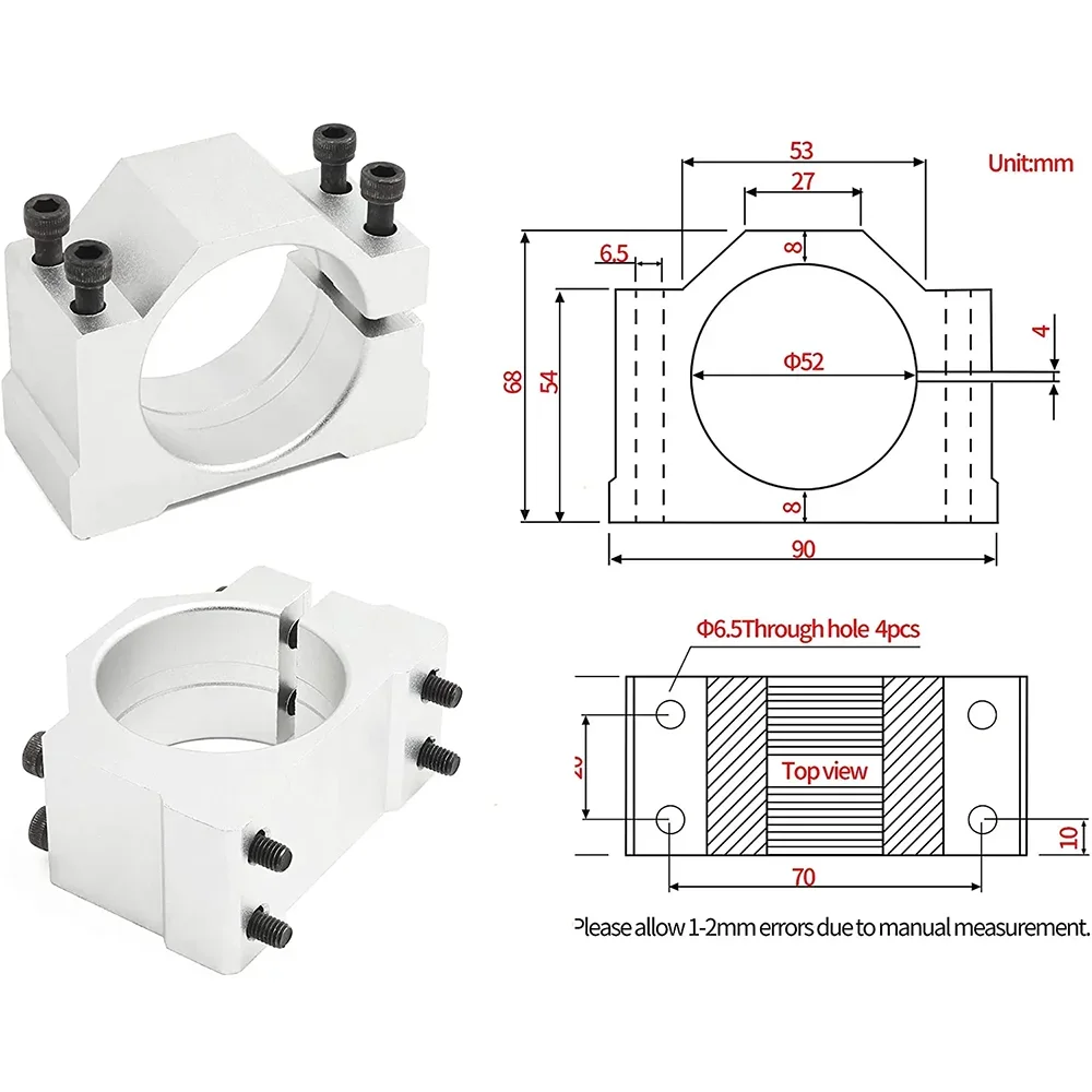 Air Cooled Spindle Motor 500W Air Cooled Spindle Kit Upgrade Spindle Motor 110V/220V Power Supply 52mm Clamps for CNC Engraving Malling Machine