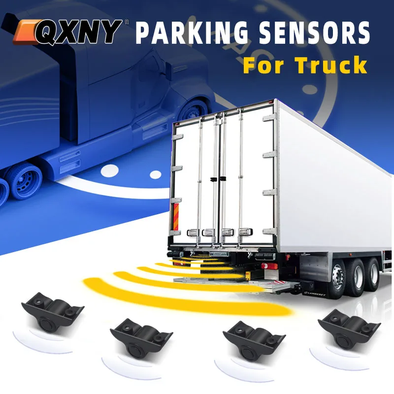 

Backup Radar Truck Parktronic Parking Sensor 4 Kit Reversing LCD Display for Van Rv Lorry Trailer Detector Voice Beep Alarm