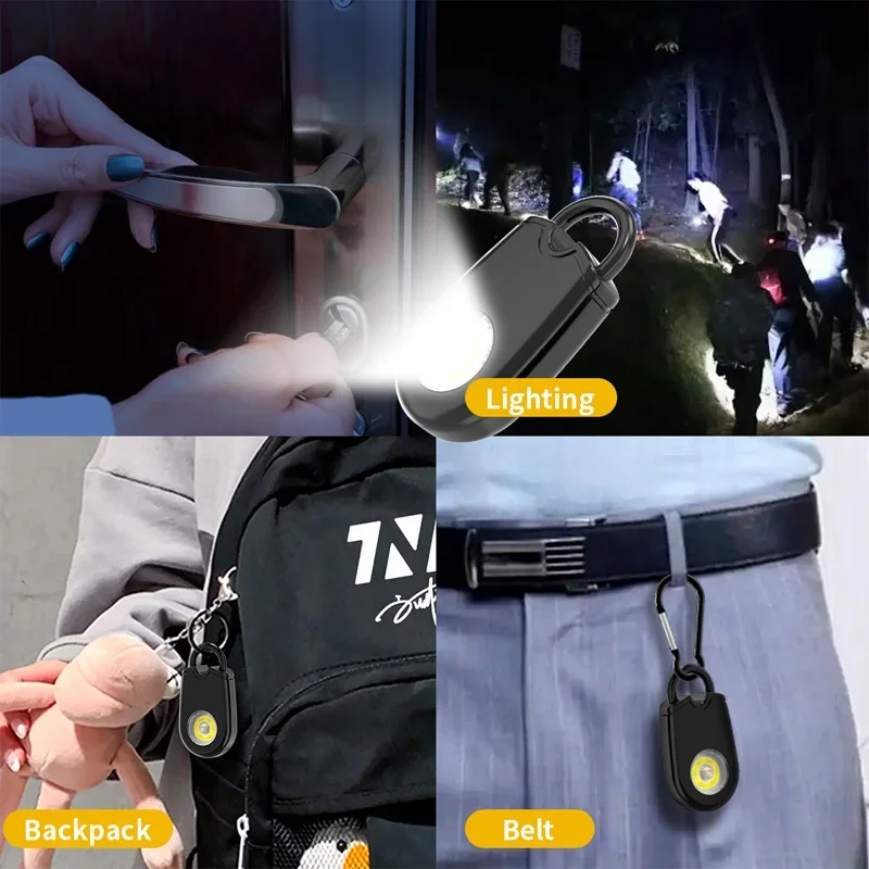 야외 여성용 도난 방지 구조 장치 130dB 안전 사운드 도난 방지 경보 LED 램프 등산 개인 경보 휴대용