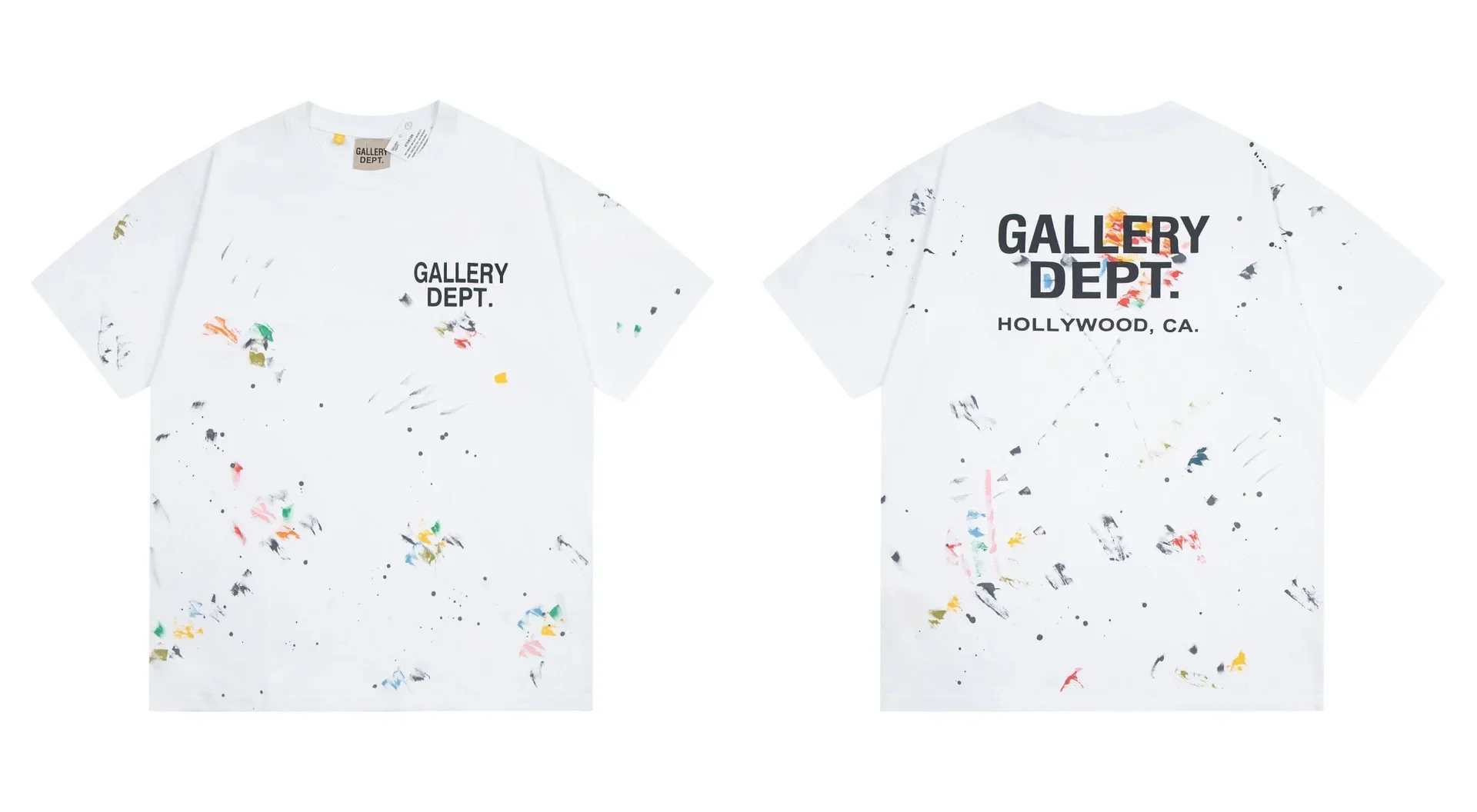 Camiseta de algodón de doble cara de alta calidad para hombres y mujeres, manga corta, cuello redondo, impresión de galería, departamento de impresión de letras