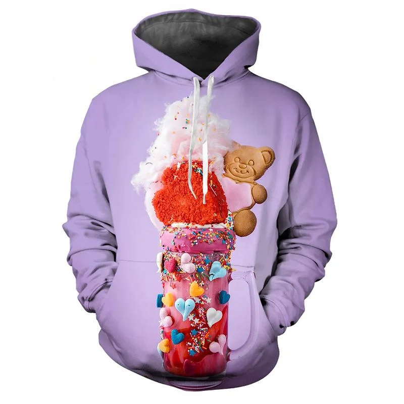 thumbnail image 1 of Sudadera con capucha con estampado 3D de helado de comida para hombre, ropa de primavera y otoño, sudadera de manga larga, sudadera con capucha de calle de talla grande, 1 of 5