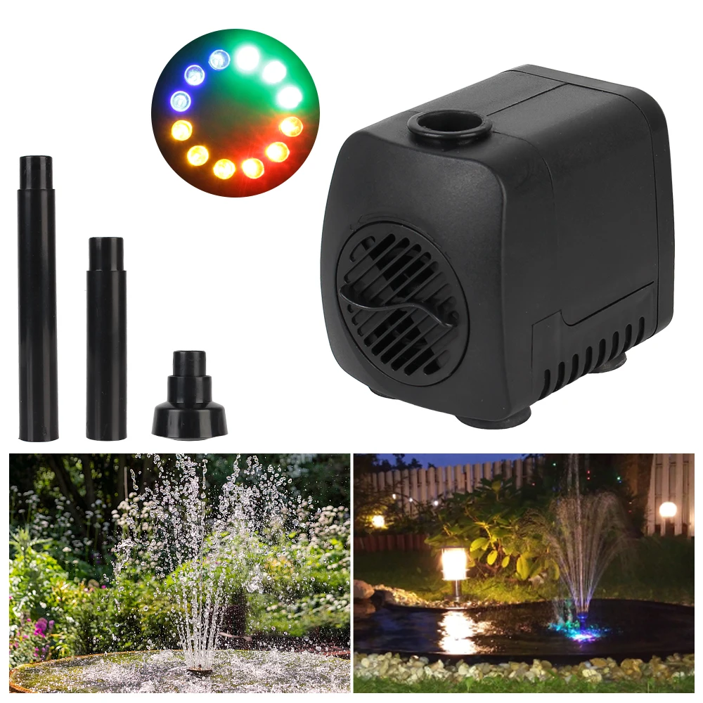 cabo de alimentação jardim aquário fonte 15 w com 12 led luz plugue da ue