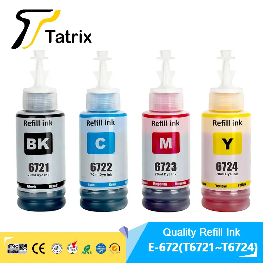 Tatrix 672 T672 6721 Premium Compatible Color Compatible Bulk Bottle Water Based Refill DGT Eco Ink for Epson L220 L1300 Printer