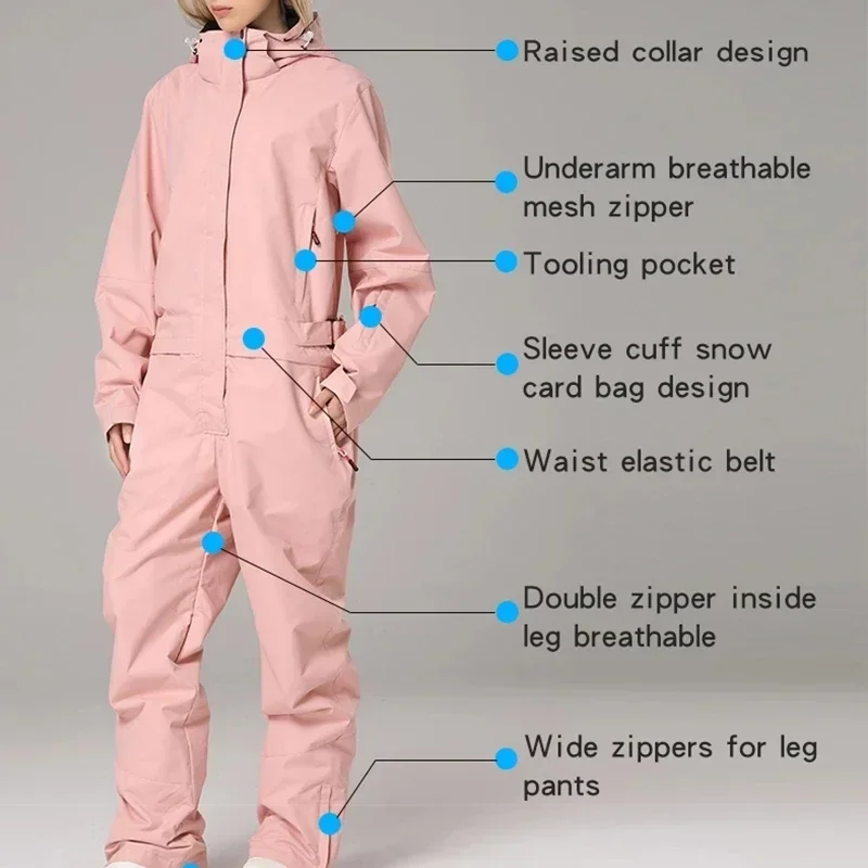 New Ski Suit Women Loose Outdoor Snowboarding Jacket One-Piece Skiing Set Men Overall Thermal Jumpsuit Windproof Waterproof