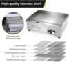 Commercial Electric Griddle 22'' Flat Top Grill Countertop Griddle 3000W 110V Stainless Steel Teppanyaki Grill Large Griddles fo 4