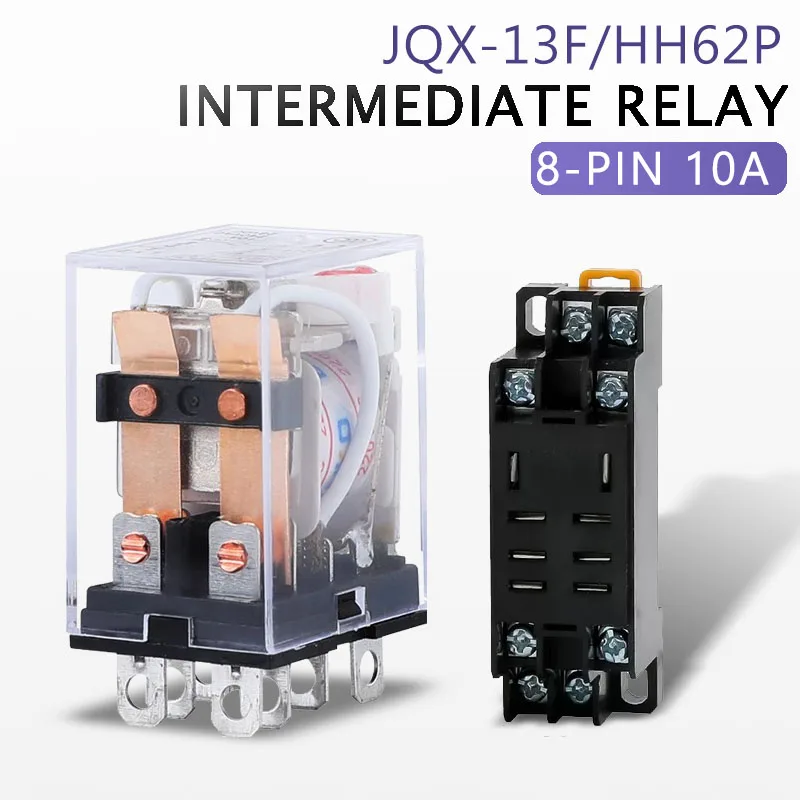 

5PCS JQX-13F HH62P High Power Relay Coil General DPDT Micro Electromagnetic Relay Switch With Socket Base AC110V220V DC12V24V