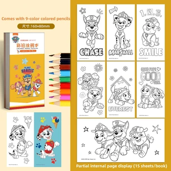 Diy Coloring Book 15pages PAW Patrol Graffiti Painting Book Anime Figure Color Cartoon Boy Girl Puzzle Drawing Toys Stationery
