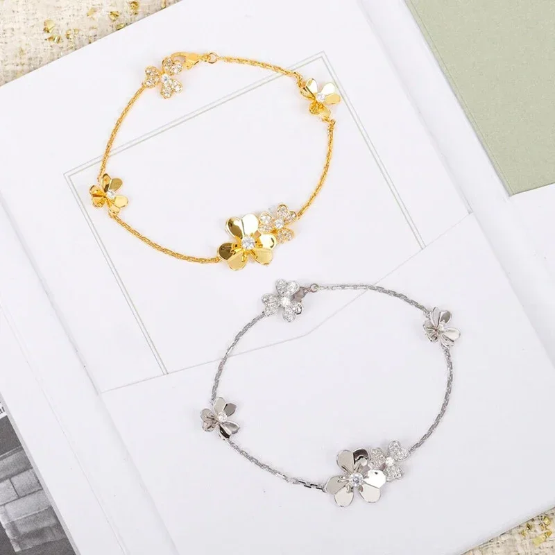 

Лидер продаж, классический браслет из стерлингового серебра 925 пробы с лепестками клевера, женское очаровательное модное роскошное Брендовое ювелирное изделие