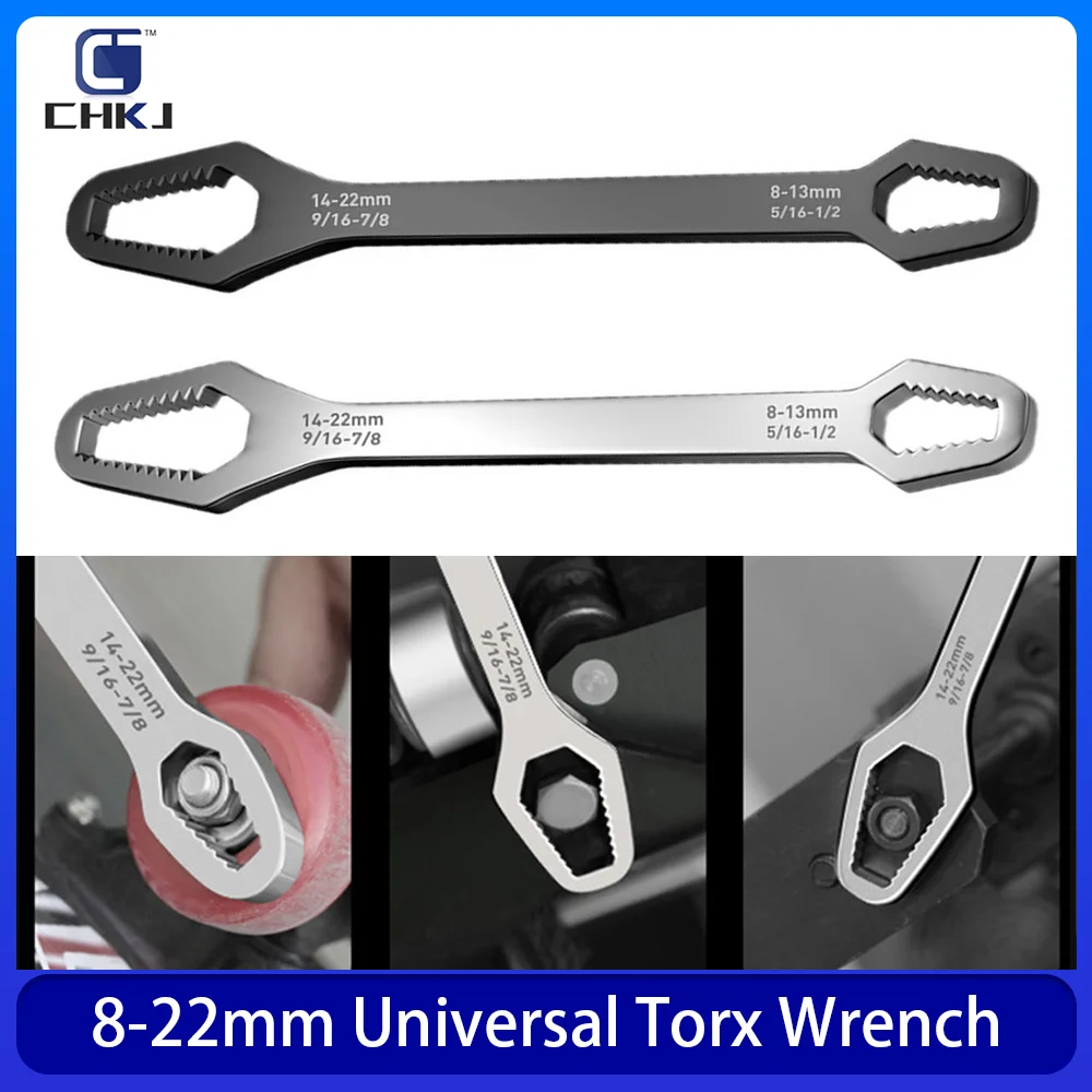 

CHKJ 8-22mm Universal Torx Wrench Self-tightening Adjustable Glasses Wrench Board Double-head Torx Spanner Hand Tools for Family