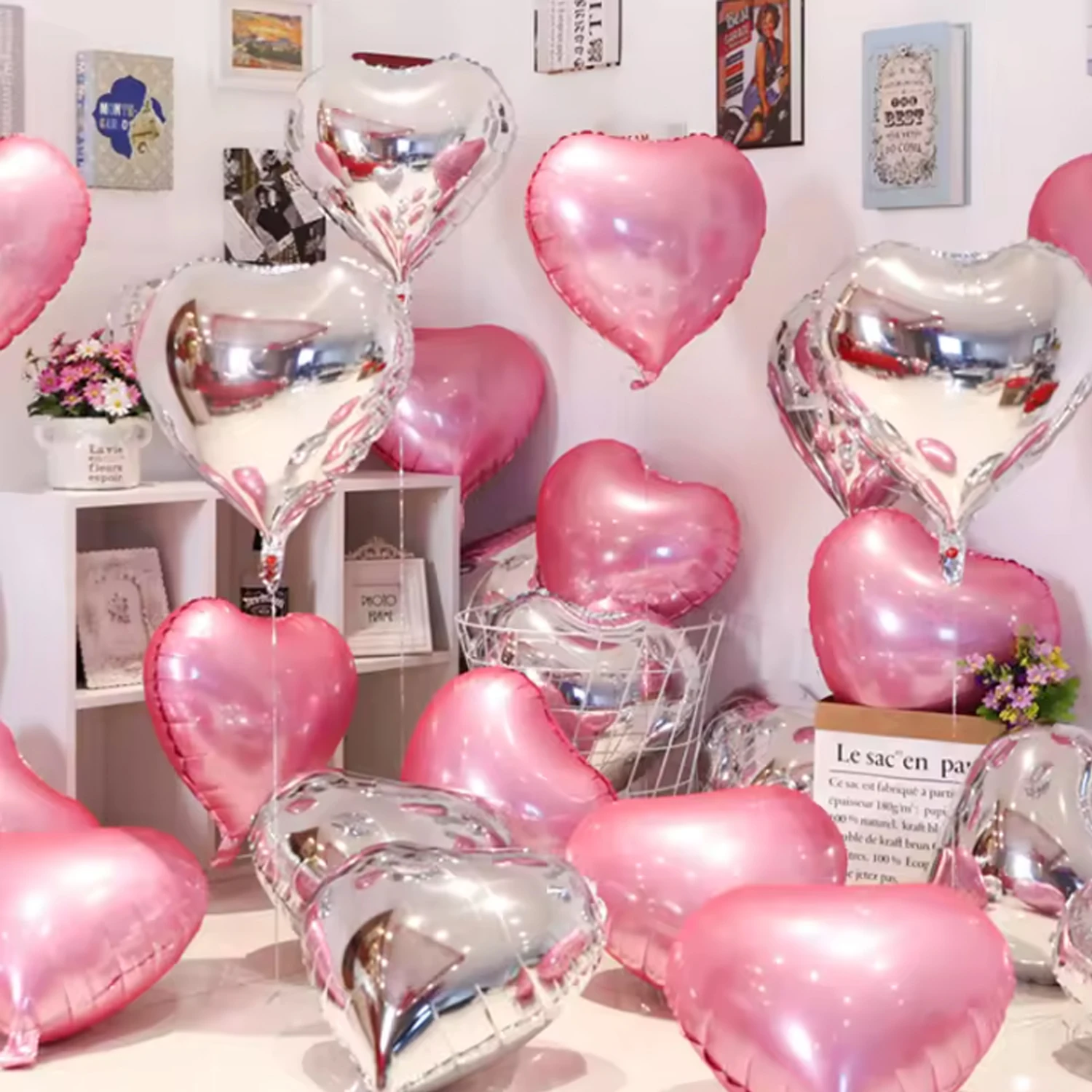 10pcs 18inch Rose Gold Red Pink Love Heart Foil Balloons Valentines ...