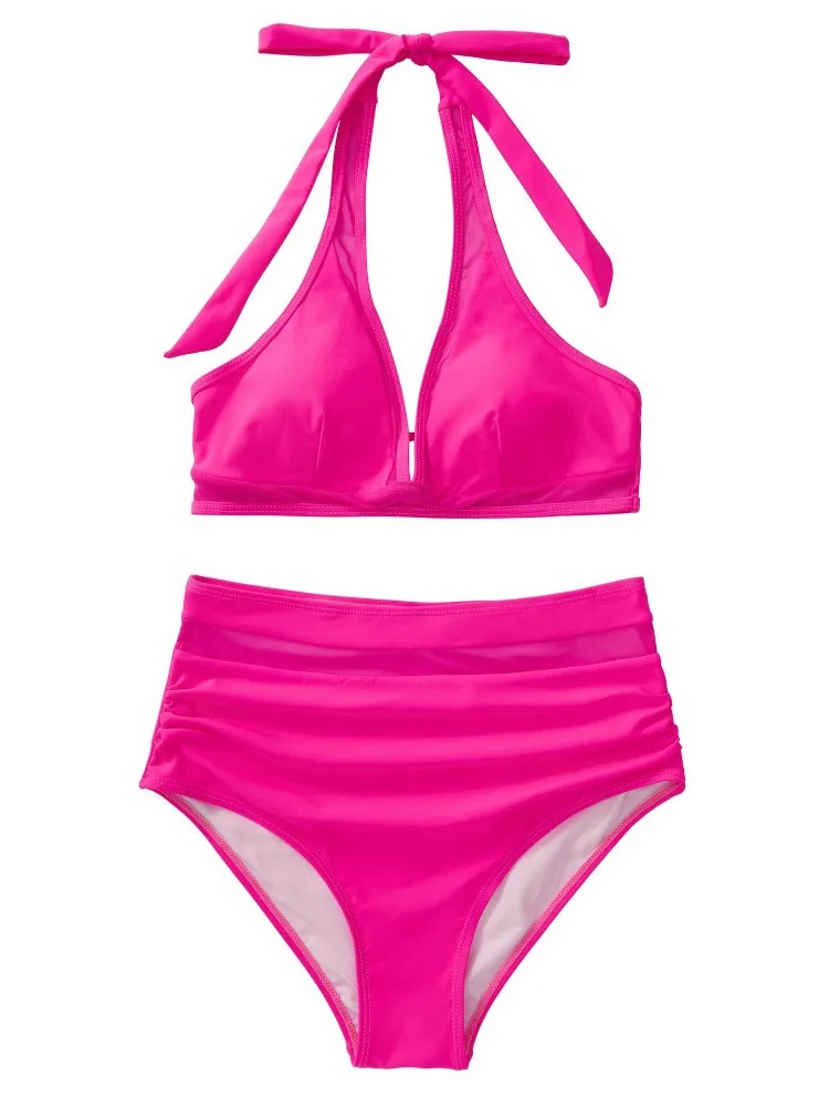 High Waist Bikini Set Women Tummy Control Swimwear