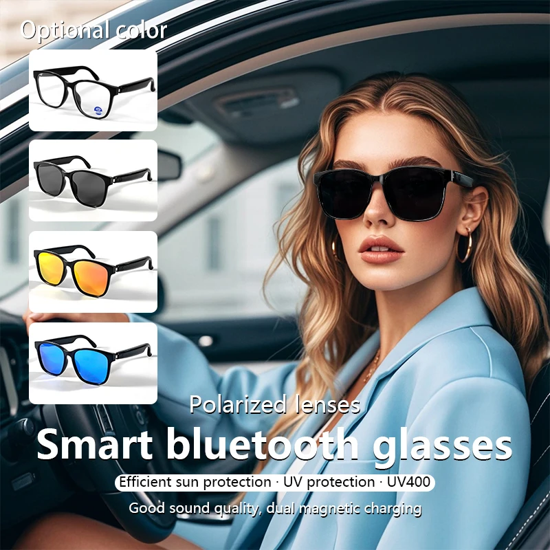 LIGE New AI Voice Bluetooth Call Smart Glasses Sports Headphones Polarized Blue Light Anti-UV Waterproof Lenses Music Sunglasses