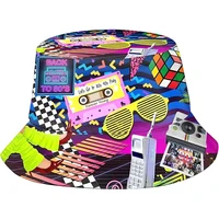 2024 Fashion Retro 80s 90s Bucket Hat Rave Festival Party Outfit for Women Men 1