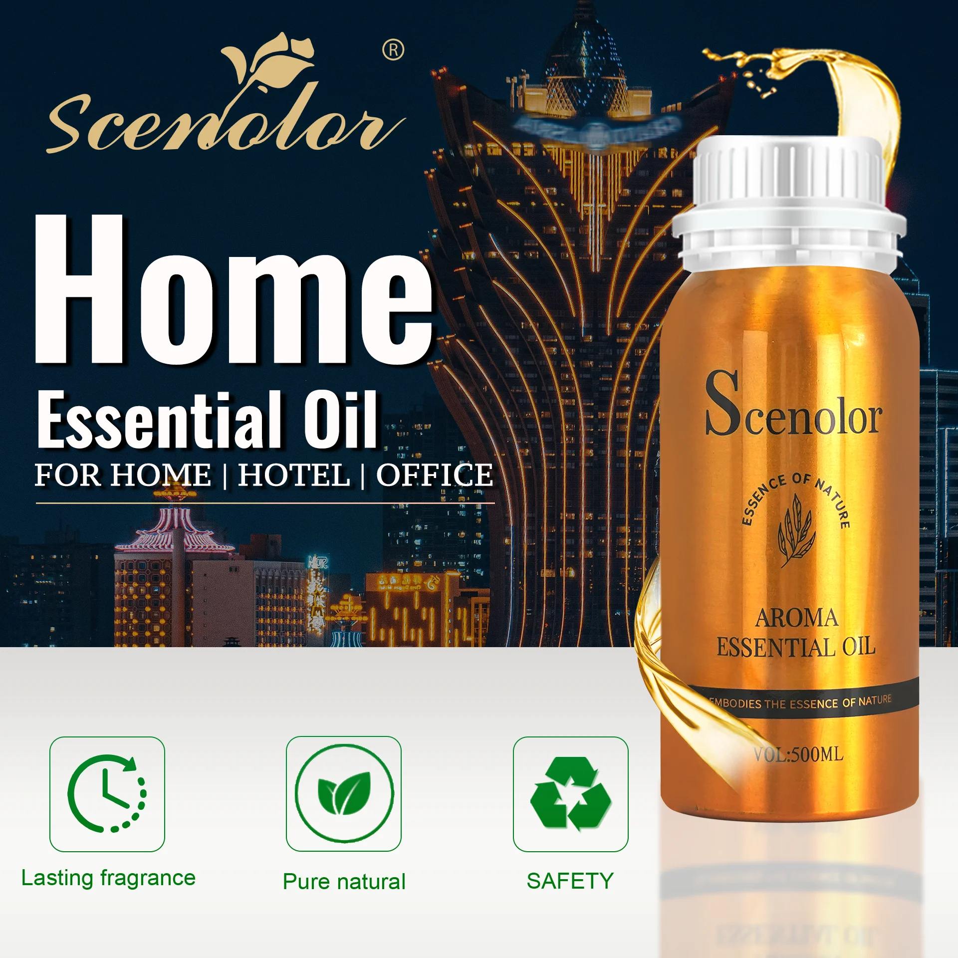 500ML Hotel Room Fragrance Diffuser Home Air Freshener Scenting Device Air Purifier Humidifier Car Essential Oil Refil