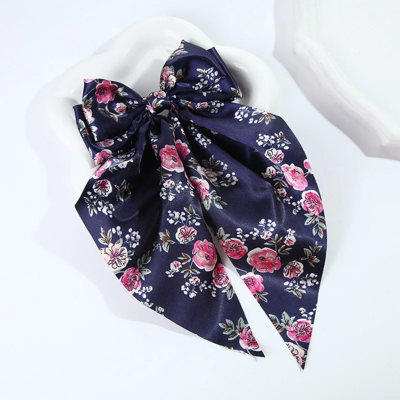 Korea Mode Bogen Haars pange für Frauen drucken Bänder Schleifen Haars pange Mädchen elegante Haarnadel Erwachsene solide Frühlings clip Zubehör – Detail 9