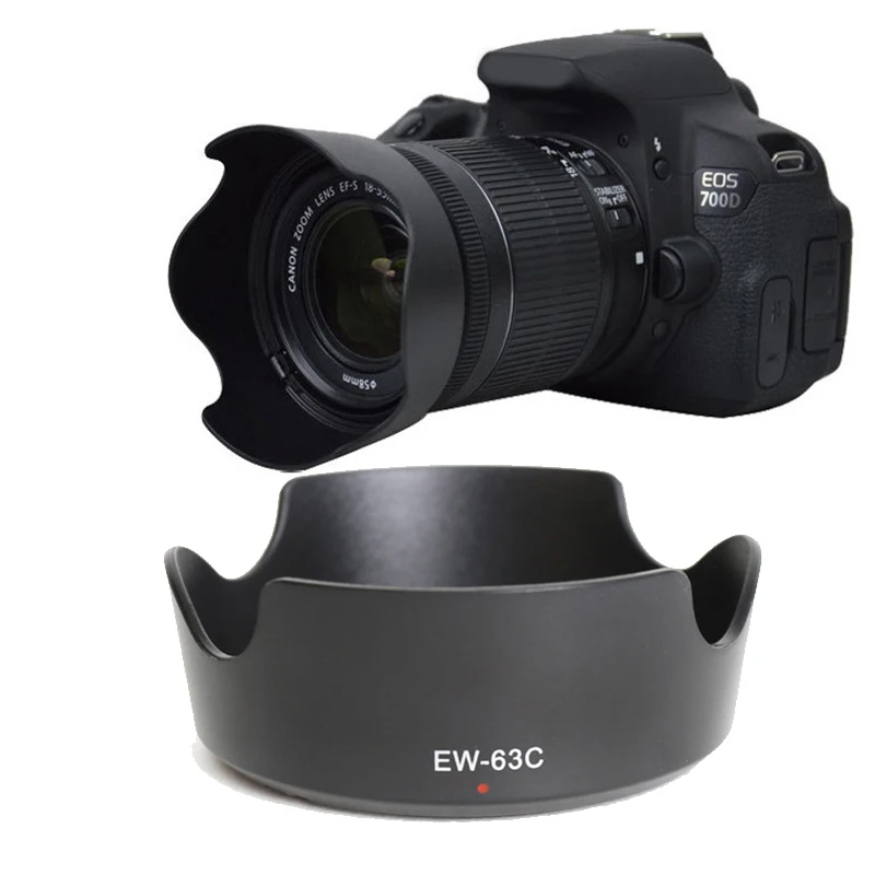 Camera Lens Hood Reversable EW-63C 58mm for Canon EF-S 18-55mm f/3.5-5.6 IS STM 700D 100D 750D 760D