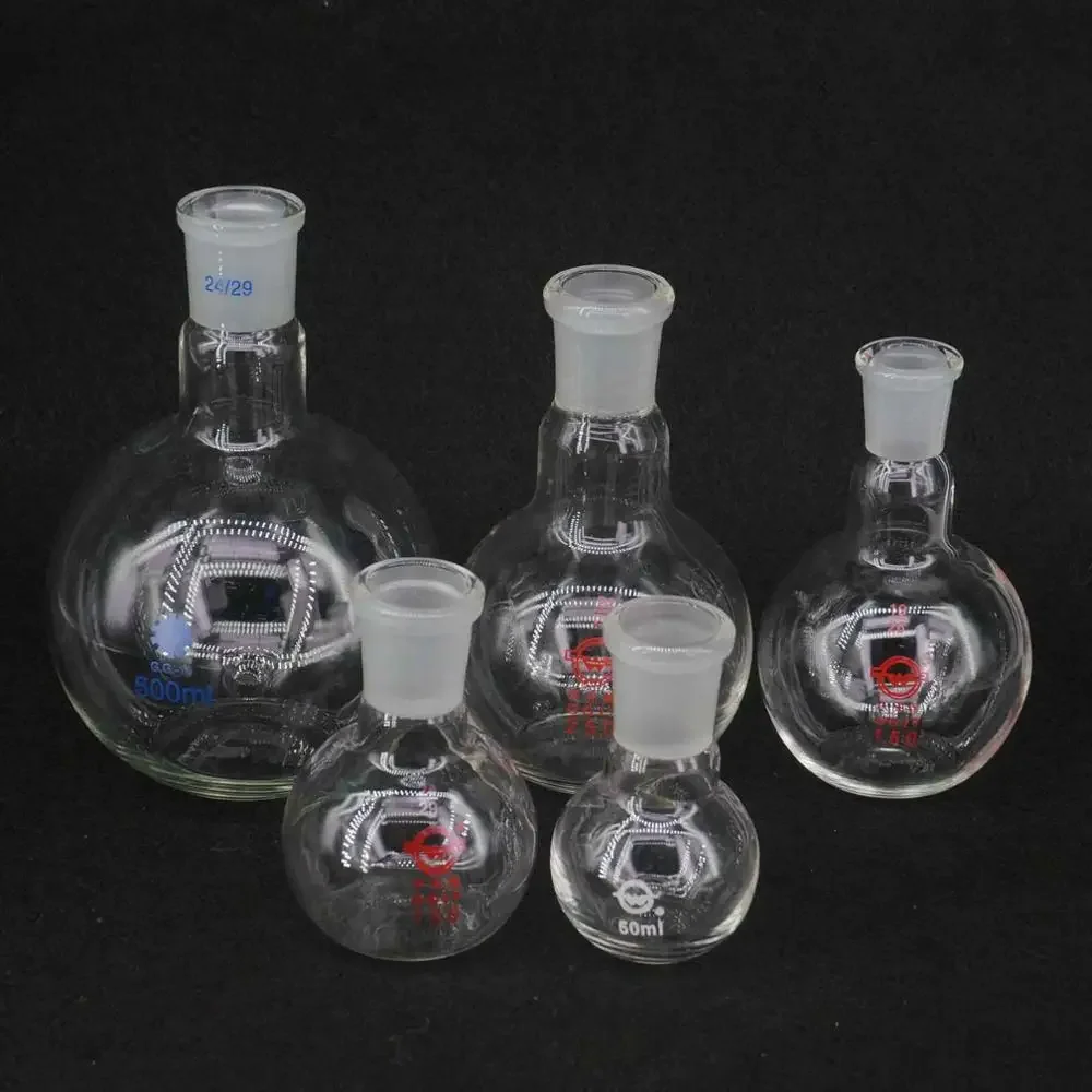 Lab Volumetric Flask 100ml 150ml 250ml Borosilicate Glass 19/26 24/29 29/32 One Mouth Short Neck Flat Bottom Flask Boiling For Lab