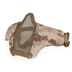 Enhanced Tactical Combat Half Face Mask - Breathable Steel Mesh for Outdoor Shooting and Hunting (Desert digital)
