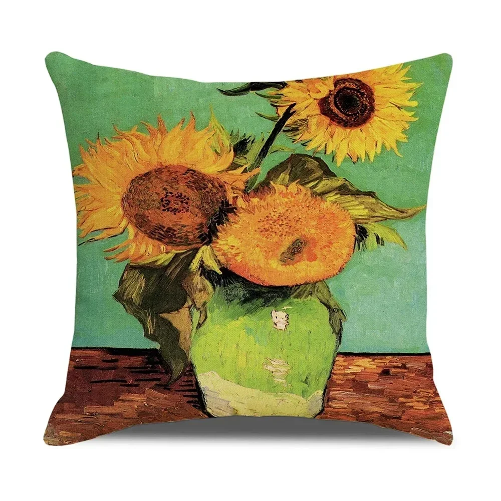 Vintage Art Cushion Cover Van Gogh Oil Painting Pillowcase Living Room Sofa Decoration 6