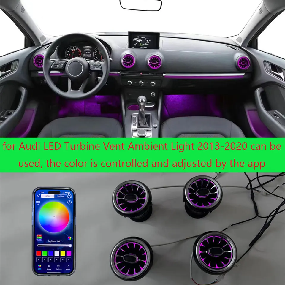 for Audi a3 2013-2020 LED Turbine Vent Ambient Light Adjust the