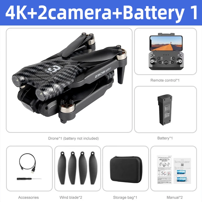 S99 Max RC drone double 4K HD wifi fpv 2.4GHz 4 côtés évitement d'obstacles avec 2 batteries