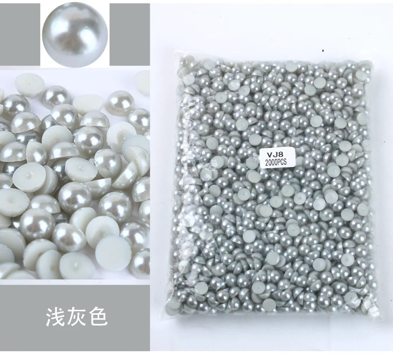 Mixed Size Colorful ABS Pearl Flat Back Rhinestones for Nail Art & Jewelry Crafting