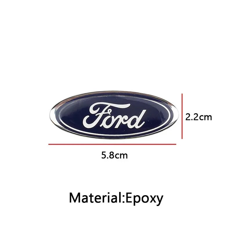 Pegatina con emblema central para volante de coche, 58 x 22 mm, para Ford Focus 3 MK2 Fiesta MK7 Mondeo Mk4 Fusion Kuga Transit Edge F150