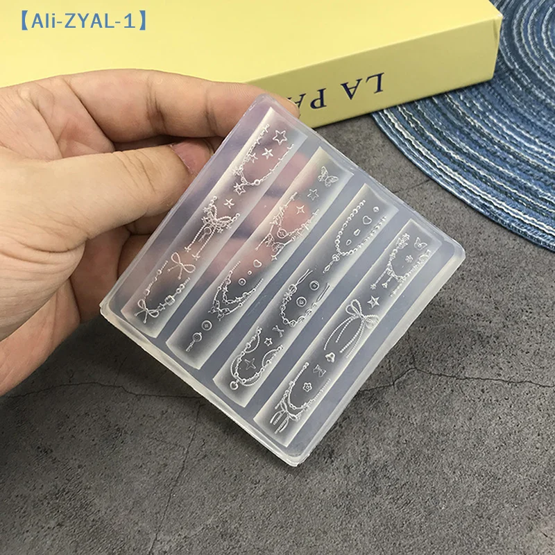 【ZYAL-1】실리콘 네일 비드 체인 조각용 보우 몰드 네일 장식 네일 DIY 디자인 입체 스탬핑 플레이트 매니큐어 도구