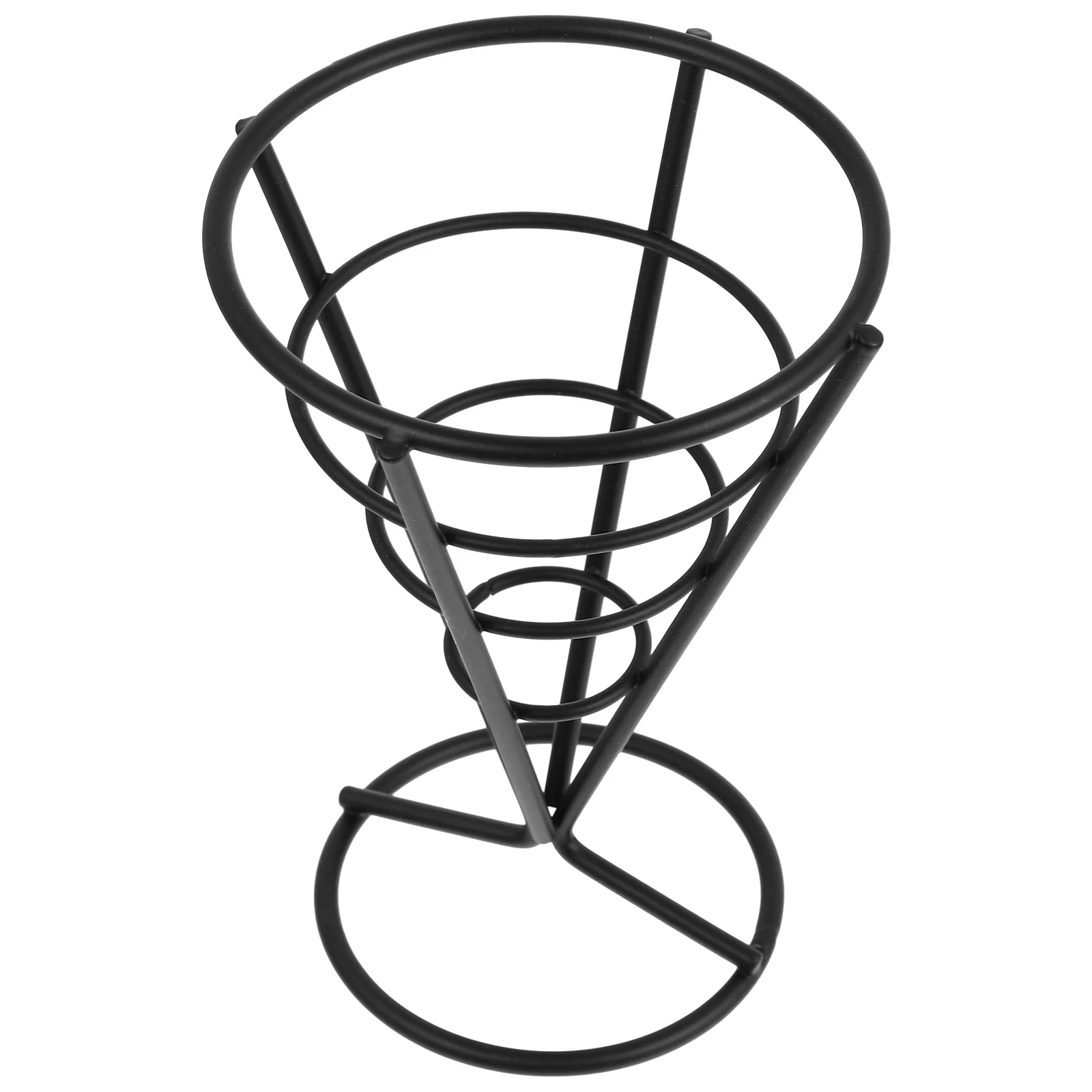 Black Iron French Fries Stand Snack Basket Holder Dinnerware Sets Fry Bracket Cone Basket Kitchen Dining Bar Food Containers