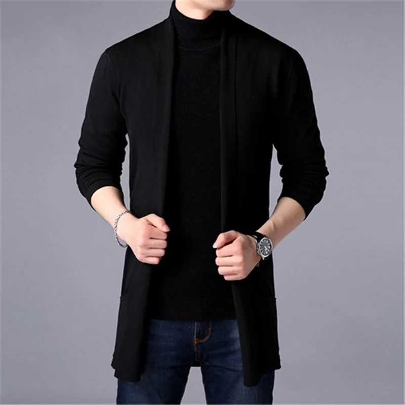 Men Winter Hooded Cardigan Trench Coat Streetwear Solid Color Windbreaker Leisure Fashion Fleece-lined Jacket Vintage Hoodie