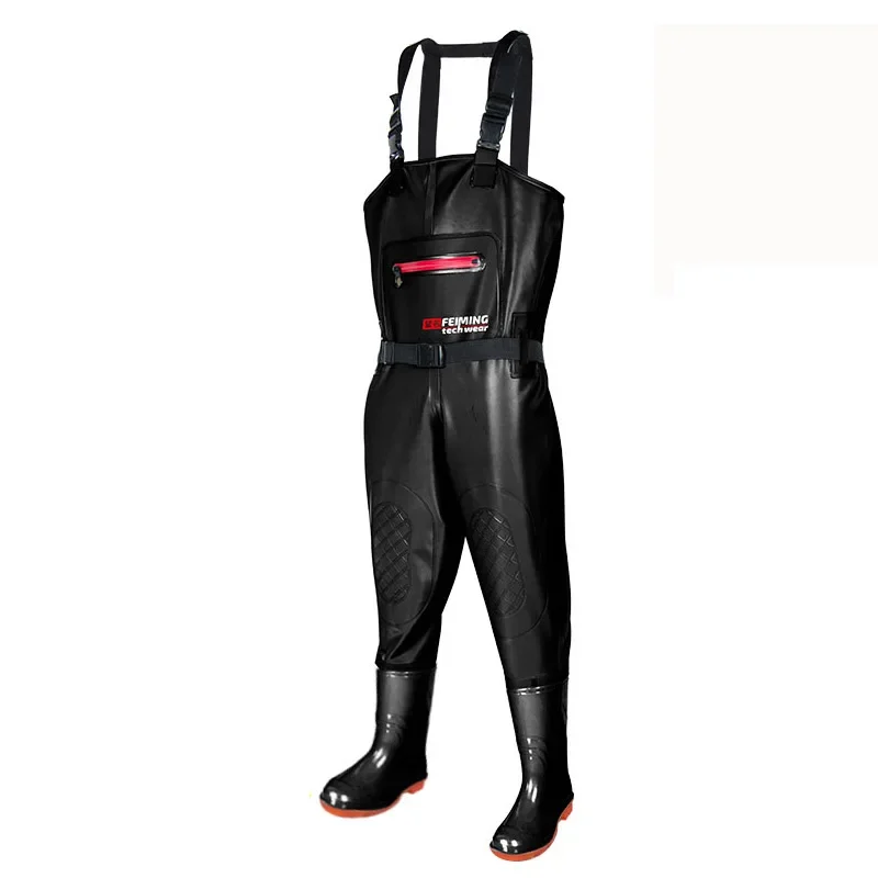 Light Weight 3KG PVC Men Lure Fishing Overalls With Boots Waterproof Adult Women Chest Waders Pants Gear Black Set