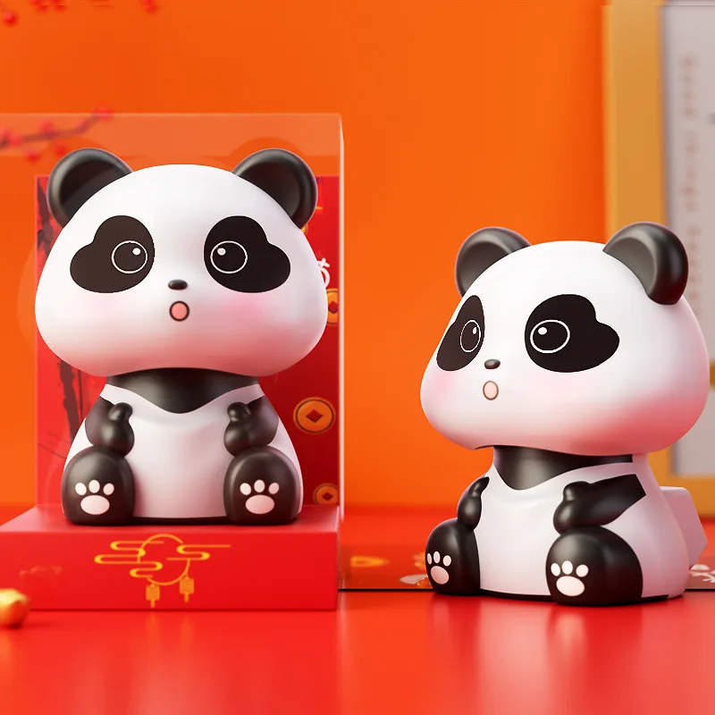 Solar-Powered Swinging Panda Dashboard Decor - Cute Cartoon Auto Interior Accessory