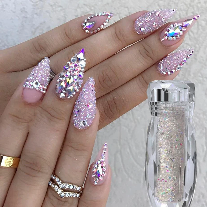 15gGlassMicroDiamondMiniNailRhinestoneCutGlitterABNail