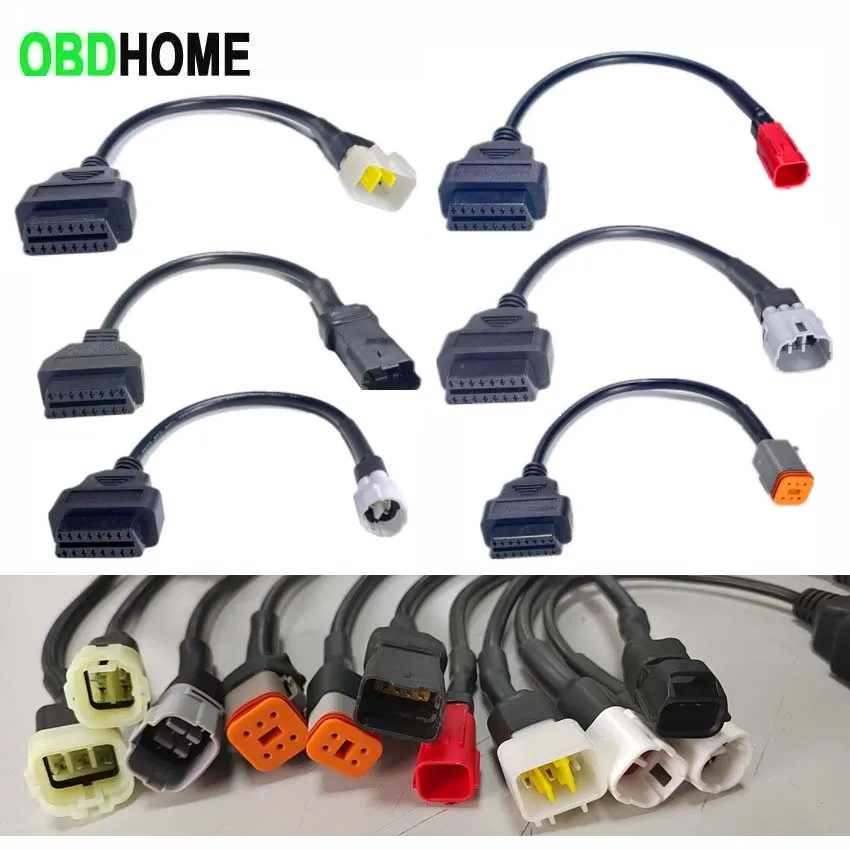 Фото 12 типов EFI мотоциклетный 3Pin 4Pin 6PIN OBD кабель для Kawasaki KTM Suzuki Harley 4P 6P разъем для Yamaha Honda к OBD2 16-контактному адаптеру №1