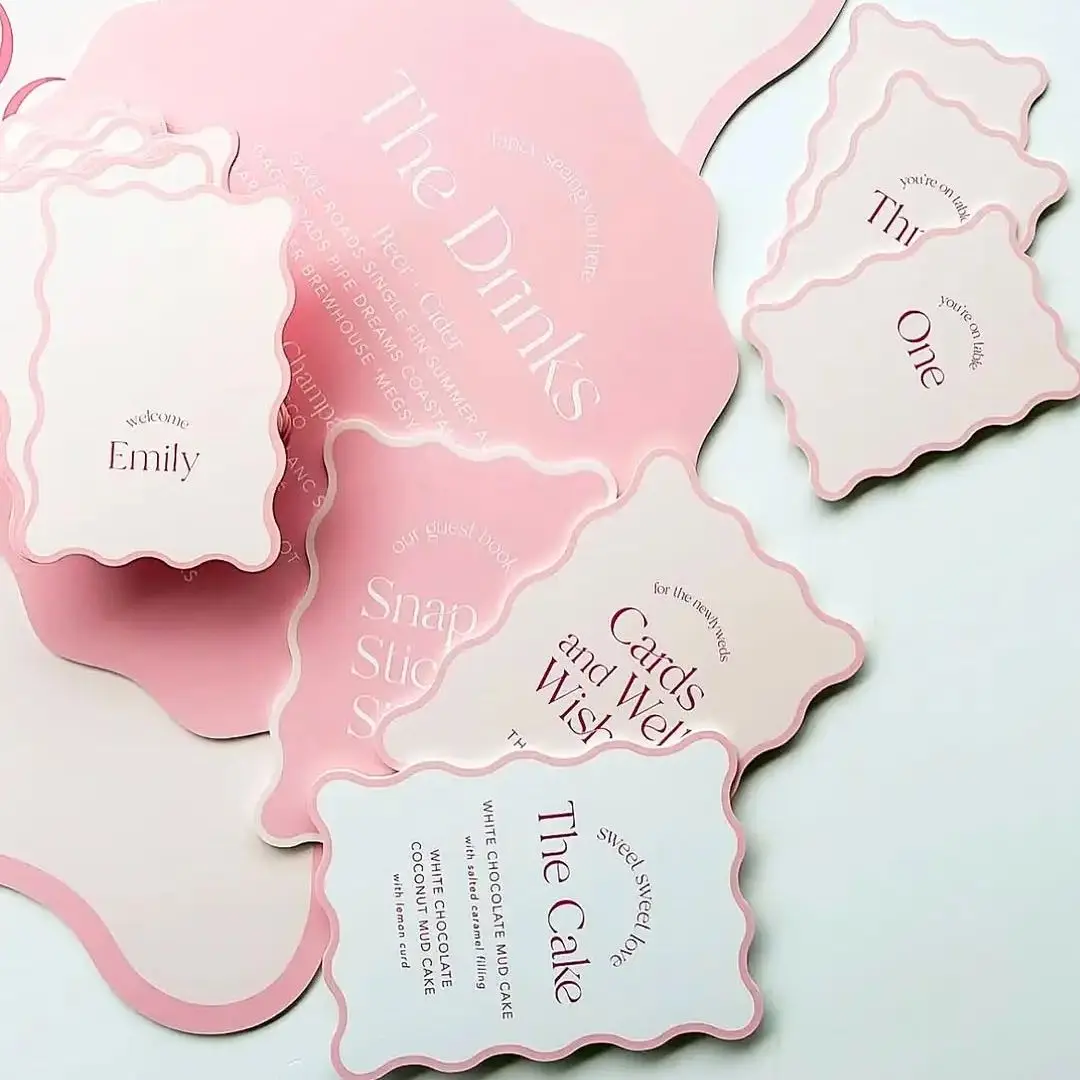 Wavy Wedding Invitation Save The Date RSVP Personalized Thank You Card For Small Business Dinner Menu Bridal Shower
