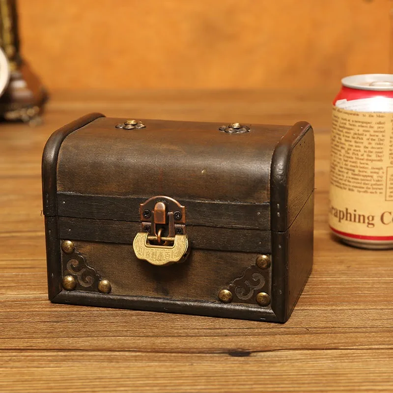 

Vintage Lock Password Storage Box Ins Style Wooden Jewelry Box Children's Treasure Chest