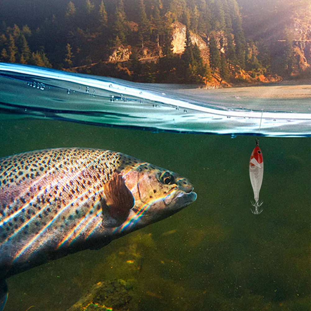 5.7g/8cm Simulation Luminous Squid Jig Hooks Fishing Lures Double Hook Lifelike Squid Hook Fishing Tackles Accessories