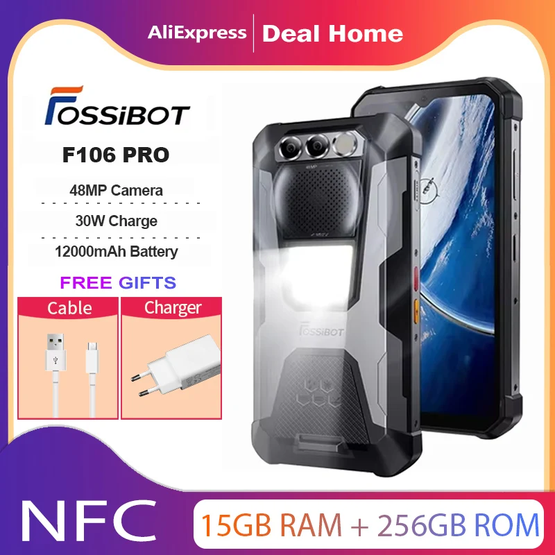 FOSSIBOT F106 pro 本体 充電器付き Amazon | FOSSiBOT F106 Pro SIMフリー スマホ 本体 15GB RAM+256GB
