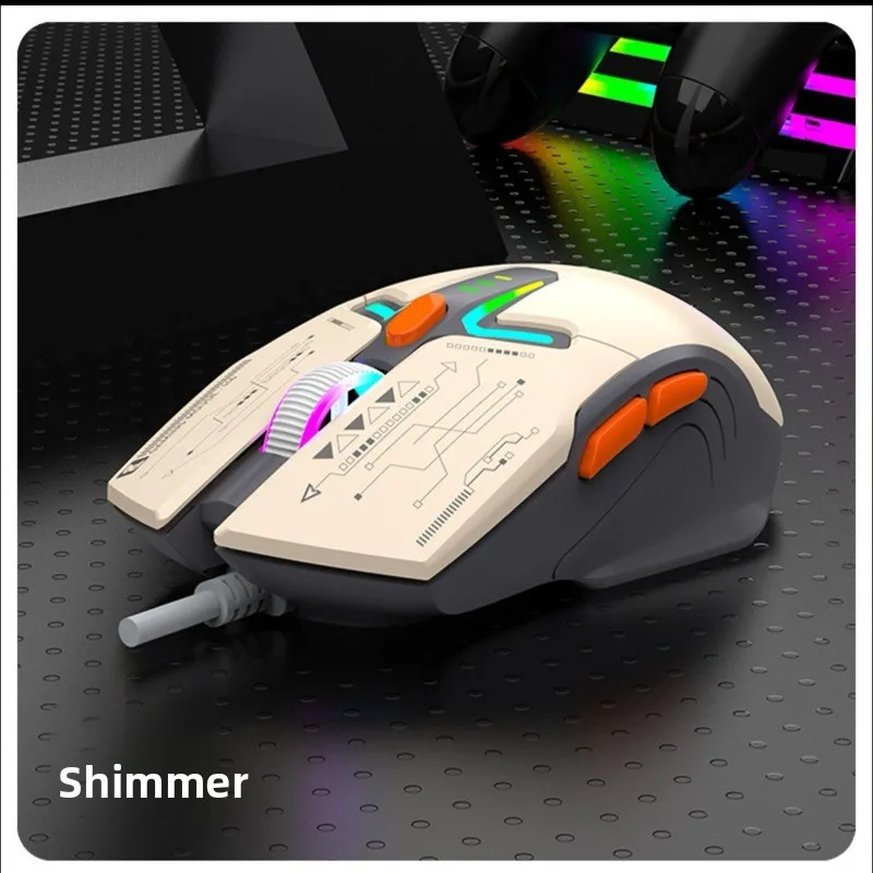 Xuan Silver Fox H6 Üç Renkli Işıklı Oyun Mouse'u Bilgisayar Dizüstü Bilgisayarı için Özelleştirilebilir USB Kablolu 6D Oyun Mouse'u