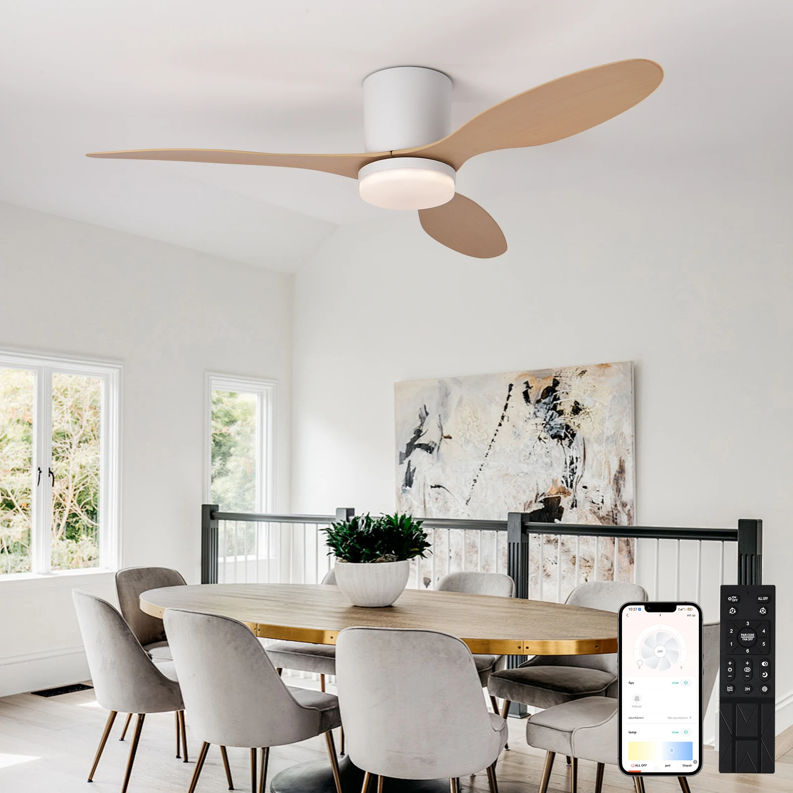 Modern Low Floor DC Motor Ceiling Fans With Remote Control Ceiling Fan Light Home Fan