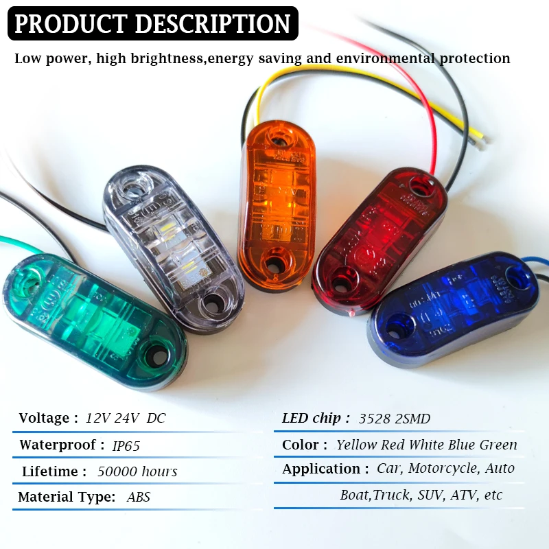 LED side marker lights 12V 24V front rear indicator lamp for Scania trailer BUS Van Caravan 20/10PCS