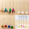 Cat Toy Stick Feather Wand With Bell Mouse Cage Toys Plastic Artificial Colorful Cat Teaser Toy Pet Supplies Random Color 2