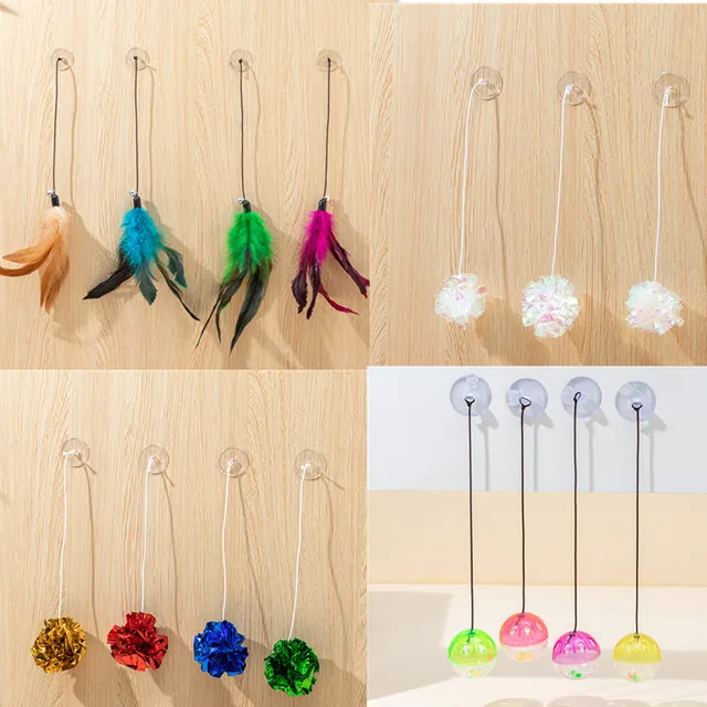Cat Toy Stick Feather Wand With Bell Mouse Cage Toys Plastic Artificial Colorful Cat Teaser Toy Pet Supplies Random Color 2