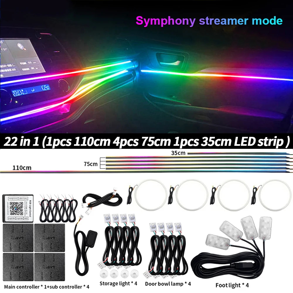 ตัวเลือกสินค้า แถบไฟ LED ปรับสีได้ 213 สี สำหรับตกแต่งภายในรถ