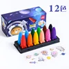 12 Color Set Space Ship Rocket Shape Non-Toxic Wax Crayon Graffiti Pen Kids Student Painting Drawing Art Supplies Stationery 1