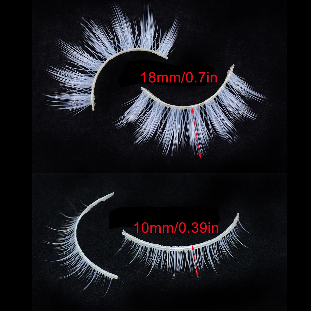 2 Pairs/Set 3D White Eyelashes Clear Band Snow Color Eye Lashes Cosplay Halloween Manga Lashes Makeup Up and Lower Bottom Lashes