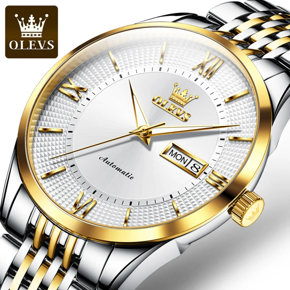 Olevs Men Automatic Mechanical Watch Date And Week Display Classic ...