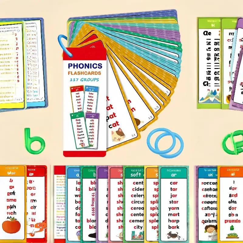 Fonik ve İngilizce Kelime Flaş Kartları - 60 Kelime Listesi Sayfası ile Montessori Öğretim Yardımcısı