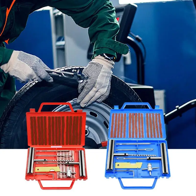 

Tire Plug Kit Car Tire Repair Tools Kit With Rubber Strips Tubeless Tyre Puncture Repair Kit Studding Tool Set For Car SUV Truck
